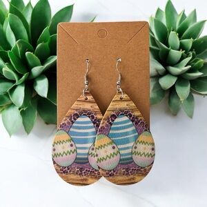 🐣🌸 Easter Egg Teardrop Faux Leather Earrings 🌸🐣